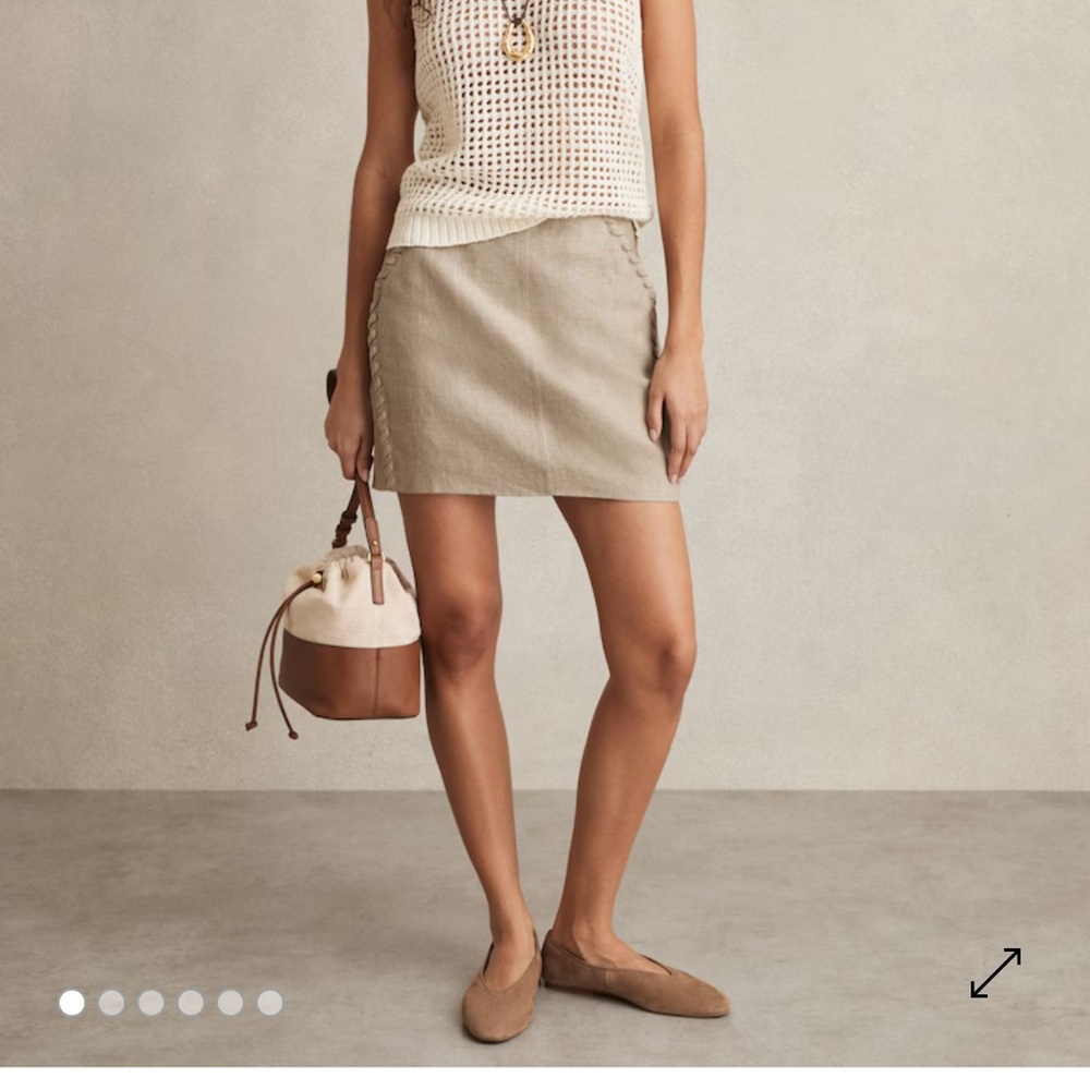 Reiss Nikita Linen Mini Skirt Whipstitch Detail